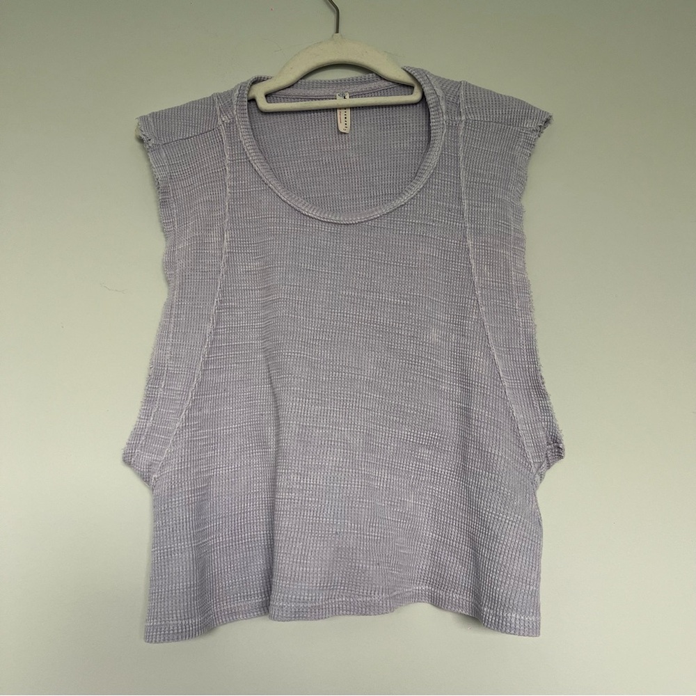 Free people movement purple waffle knit muscle tank top size small